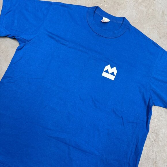 Vintage 80s BMO Bank of Montreal Single Stitch TShirt Blue Large - Picture 2 of 7